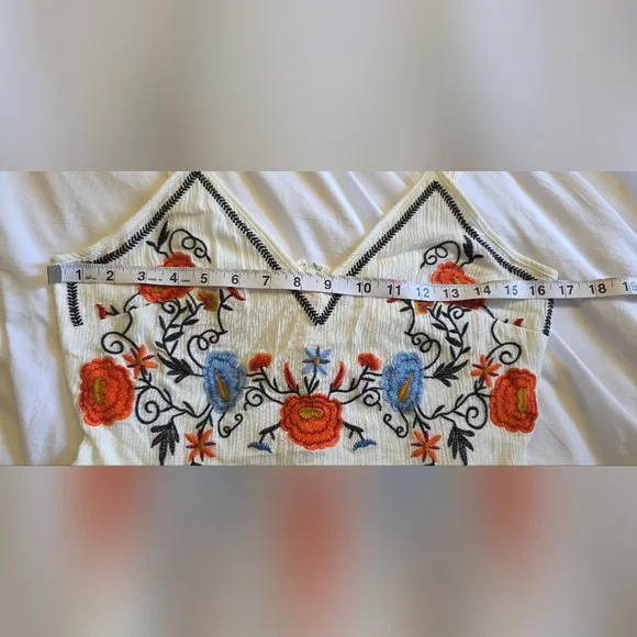 Altar’d State Embroidered Boho Maxi Dress White Floral Tiered Medium - Picture 6 of 13